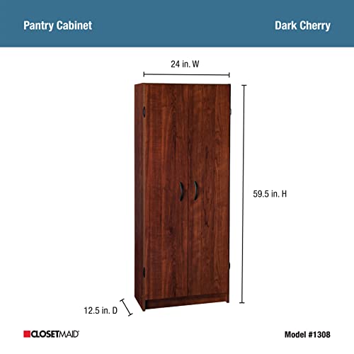 ClosetMaid Dark Cherry Pantry Cabinet with 2 Doors and Adjustable Shelves
