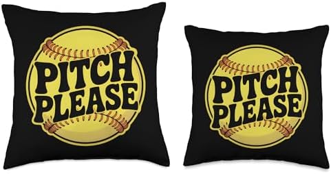 Pitch Please Funny Pun Throw Pillow for Softball Fans