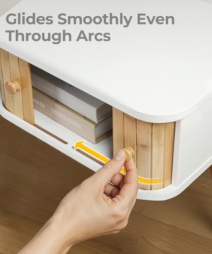 SUMGAR Floating Nightstand White Bedside Table Modern Boho Organizer Small Spaces Wall Mounted Storage with Drawers