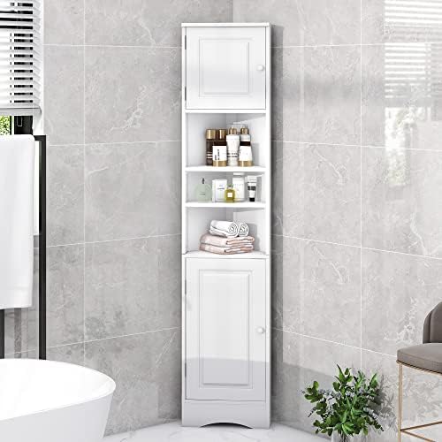 669 Inch Tall Corner Bathroom Cabinet with Doors