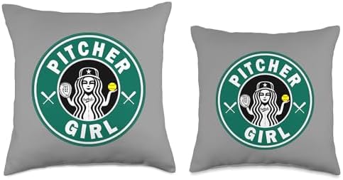 Softball Pitcher Throw Pillow for Girls Teen Fast Pitch Team Decor