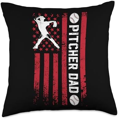 Proud Baseball Pitcher Dad Fathers Day Throw Pillow 1
