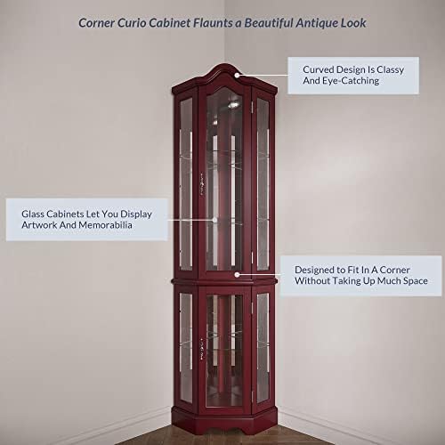 BELLEZE Lighted Curio Cabinet with 5 Shelves