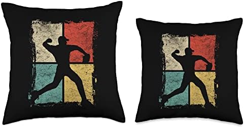 Vintage Baseball Pitcher Throw Pillow 1
