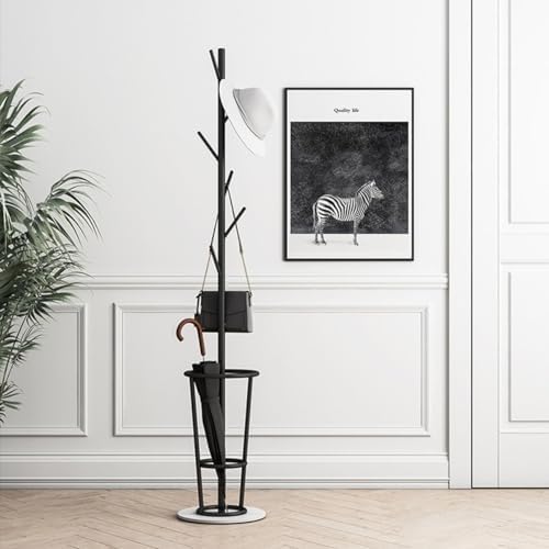 Coat Rack with Umbrella Holder Gold and White