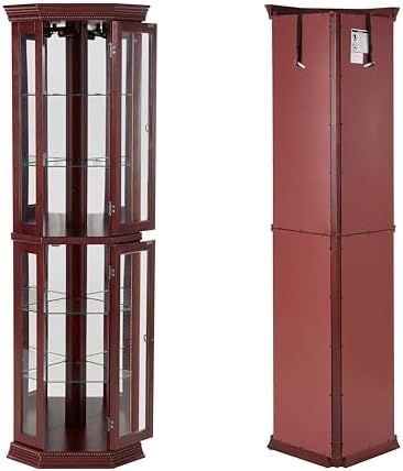 Lighted Corner Cabinet with Glass Doors and Adjustable Shelves