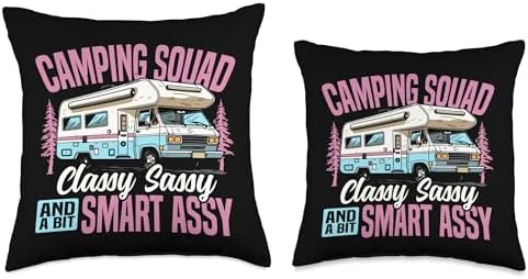 Camping Squad Themed Throw Pillow