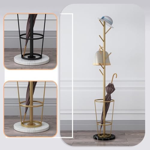 Coat Rack with Umbrella Holder Gold and White