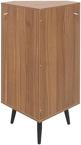 Knocbel Rustic Corner Storage Cabinet with Adjustable Shelves and Rattan Door