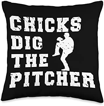 Baseball Pitcher Funny Throw Pillow 1