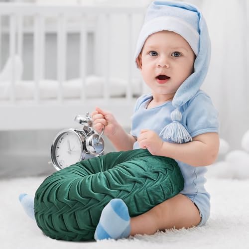 2 Pcs Round Velvet Throw Pillows Pumpkin Shape Floor Cushion for Living Room