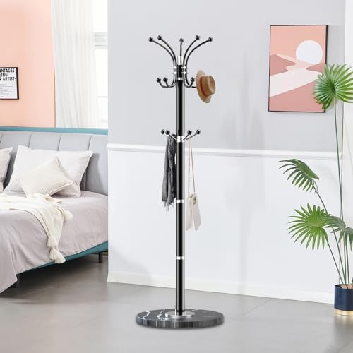 Snaikor Modern Coat Rack with Marble Base Black