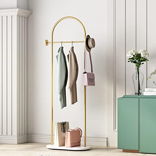DRIRON Modern Gold Clothes Racks with Shelves