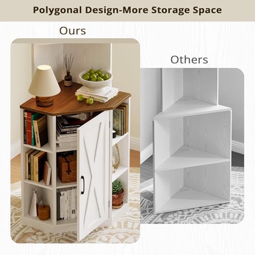 IRONCK Tall Corner Cabinet with USB Charging Station