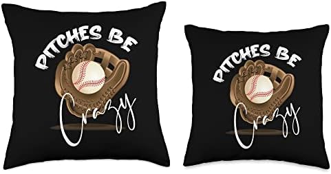 Pitches Be Crazy Vintage Softball Throw Pillow
