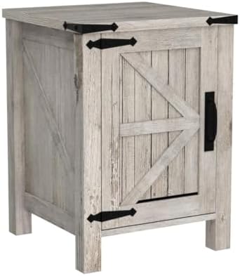 OKD Nightstand with Charging Station and Barn Door