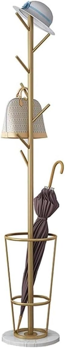 Coat Rack with Umbrella Holder Gold and White