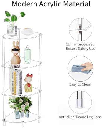 Clear Acrylic Triangle Side Table with 4 Tiers