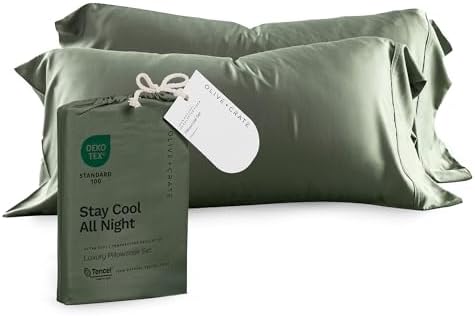 Olive Crate Tencel Eucalyptus Pillowcases - Cooling King Size Set of 2 Moss