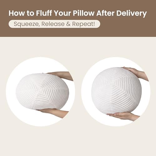 AELS Round Decorative Throw Pillows Set of 2 Cream White