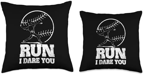 Run I Dare You Baseball Pitcher Challenge Throw Pillow 1