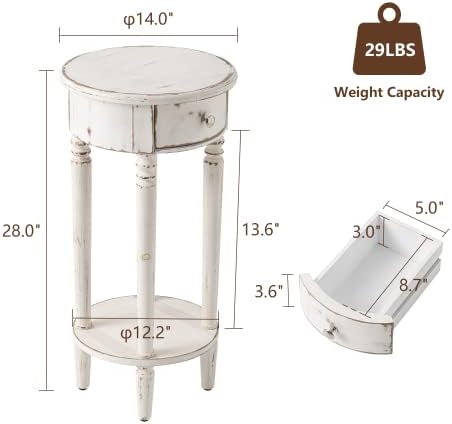 COSIEST Tall End Table with Drawer and Shelf