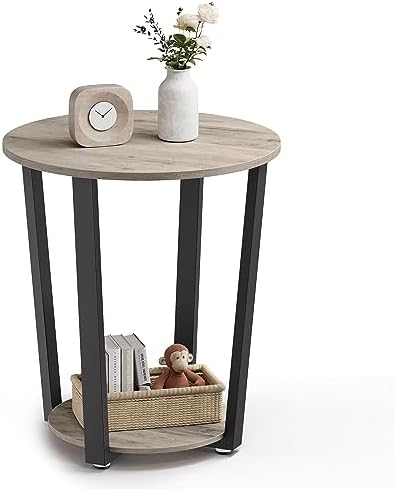 VASAGLE Round End Table with Storage Shelf