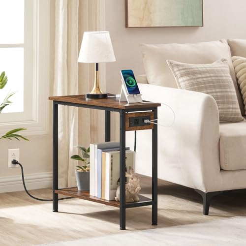 HOOBRO Wedge End Table with Charging Station