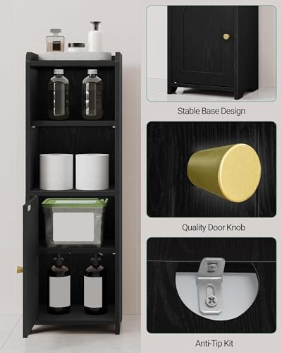 Bathroom Storage Cabinet with Arched Doors and Adjustable Shelves Black BC29704X