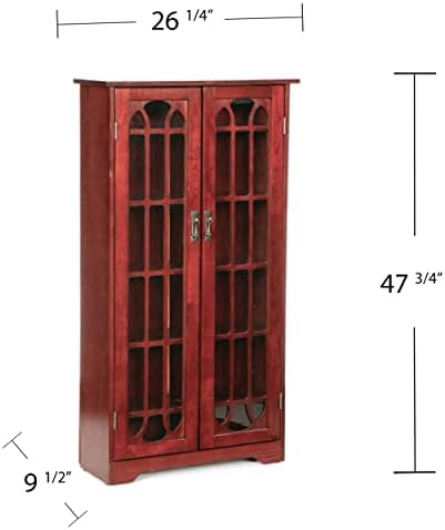 SEI Furniture Window Pane Storage Display Cabinet Cherry
