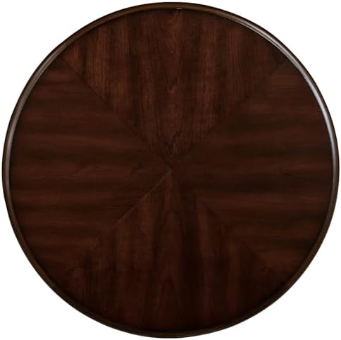 22 Inch Round End Table with Storage Shelf and Cherry Finish