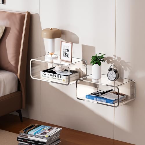 Acrylic Floating Nightstand with Clear Design Small Size