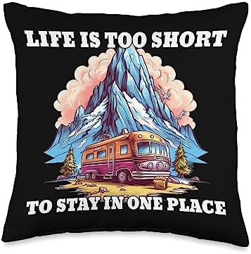 Caravan Camper RV Throw Pillow 16x16 Multicolor