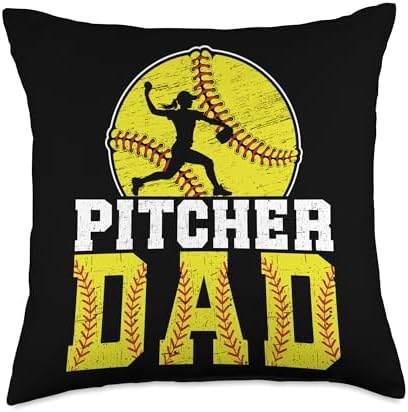 Softball Pitcher Dad Fathers Day Throw Pillow 1