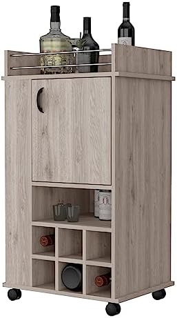 Strawberry Fairy 1-Door Bar Cart Light Gray
