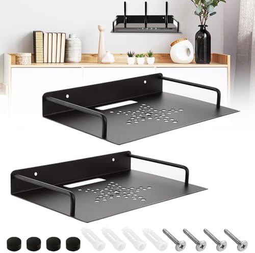 2 PCS Black Metal Projector Wall Shelf for Electronics Storage