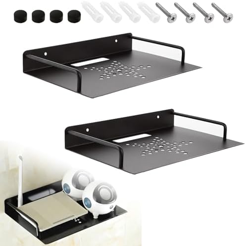 2 PCS Black Metal Projector Wall Shelf for Electronics Storage