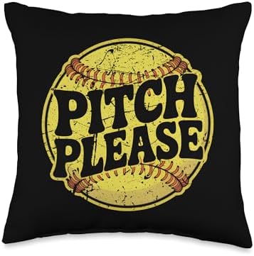 Pitch Please Funny Pun Softball Throw Pillow
