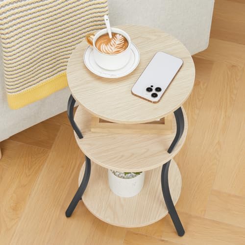 YEAKOO Vintage 3-Tier Round Side Table with Storage