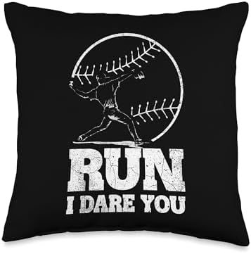 Run I Dare You Baseball Pitcher Challenge Throw Pillow 1
