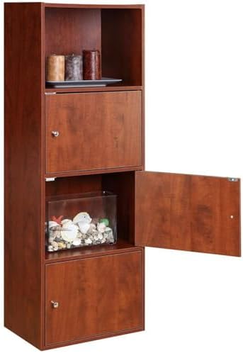 Convenience Concepts Xtra Storage Three-Door Bookcase in Cherry Wood Finish 1