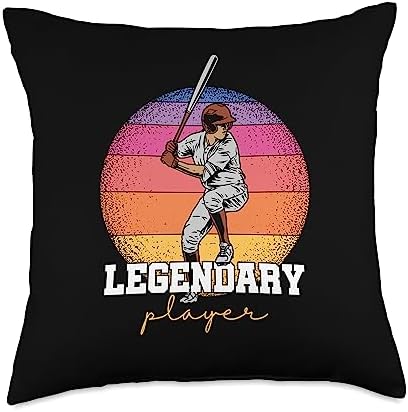 Legendary Baseball Player Throw Pillow 18x18 Multicolor