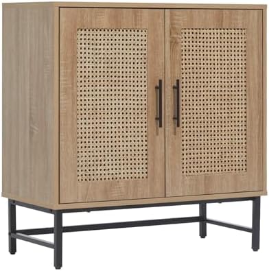 Modern Storage Cabinet with PE Rattan Door