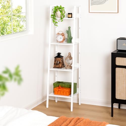 Yoobure 4 Tier Ladder Bookshelf Corner Storage Shelf