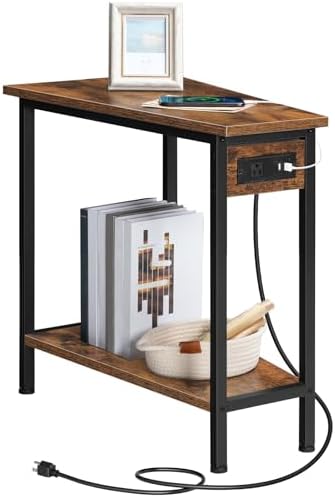 HOOBRO Wedge End Table with Charging Station