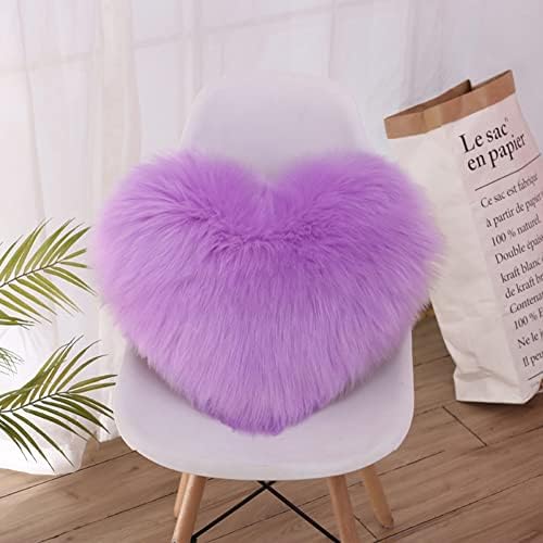 Fluffy Heart Shaped Faux Fur Throw Pillow Cover
