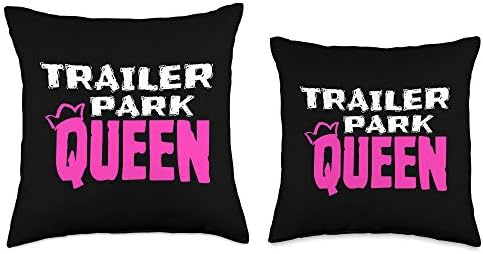 Trailer Park Queen Mobile Home Camping Throw Pillow