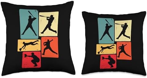 Vintage Baseball Throw Pillow Retro Design