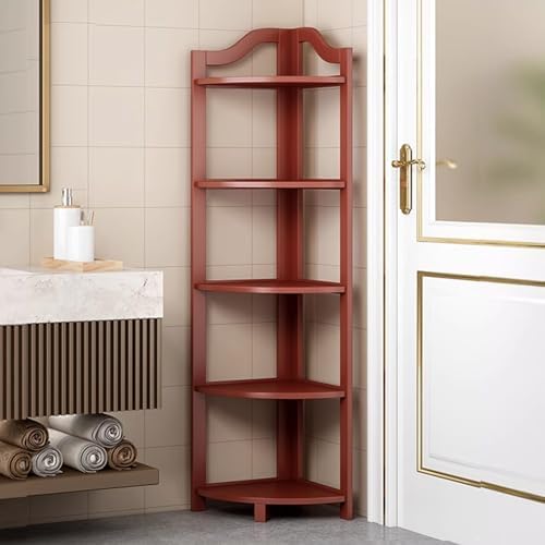 Red Bathroom Corner Cabinet with Shelves