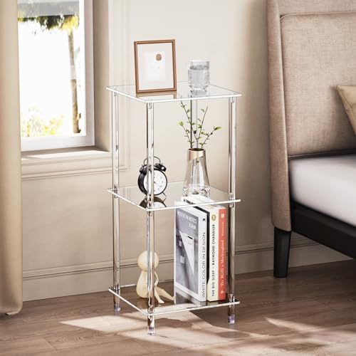 Clear Acrylic 3-Tier Side Table for Living Room and Bedroom